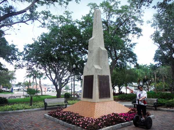 Pioneer Park Monumen and Karen Duquette